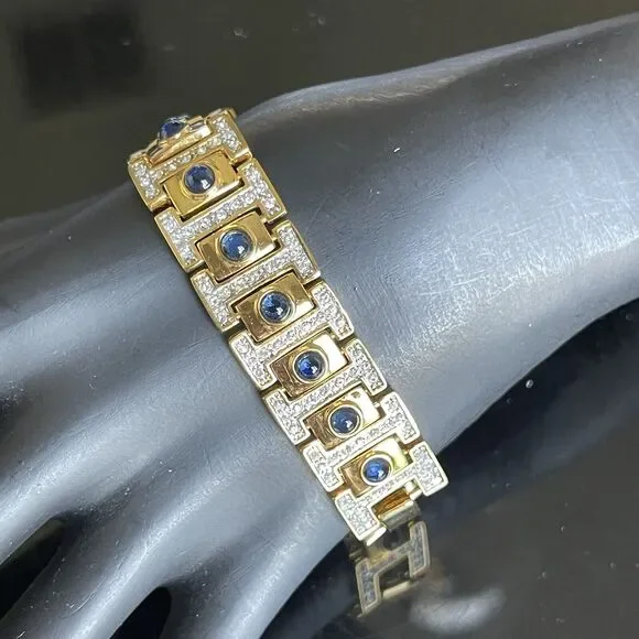 RARE Camrose & Kross Jacqueline Jackie Kennedy JBK Blue Cabochon Bracelet 7-8”